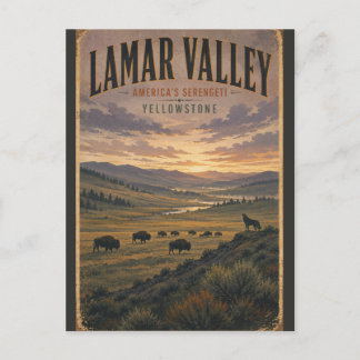 Carte Postale Lamar Valley Yellowstone Voyage Faune Vintage