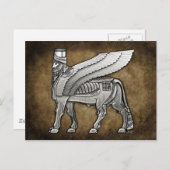 Carte Postale Lamassu taureau ailé babylonien (Devant / Derrière)