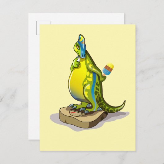 Carte Postale Lambeosaurus Se Possédant Sur Une Échelle De Poids (Devant / Derrière)