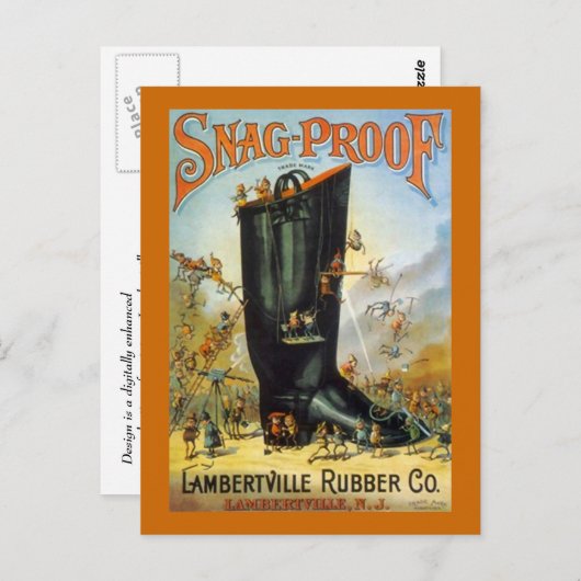CARTE POSTALE LAMBERTVILLE RUBBER SNAG-PROOF BOOT AD ELVES ~PC (Devant / Derrière)