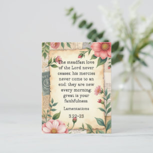 Carte Postale Lamentations 3:22–23 Conception Florale Vintage 