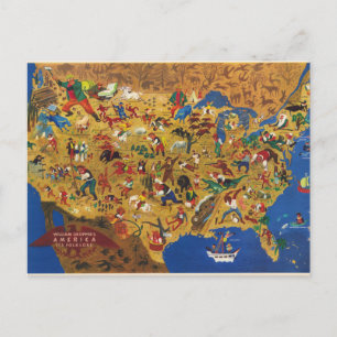 Carte Postale L'Amérique de William Gropper - Folklore du dessin