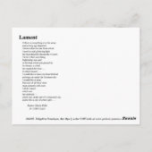 CARTE POSTALE LAMME (Dos)