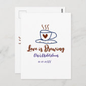 Carte Postale L'amour brun bleu brun douche nuptiale ajouter nom (Devant / Derrière)