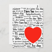 Carte Postale L'amour dans de nombreuses langues (Devant / Derrière)