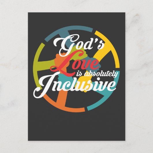 Carte Postale L'amour de Dieu est inclusif Rainbow Pride Anti Ra (Devant)