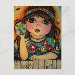 Carte Postale L'amour de la paix et le pouvoir des fleurs