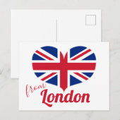 Carte Postale L'amour de Londres | Coeur en forme de pavillon du (Devant / Derrière)