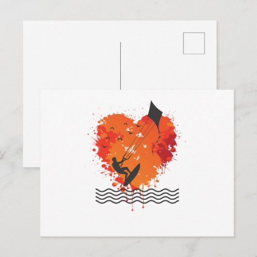 Carte Postale L'Amour du Kite Surfing (Devant / Derrière)