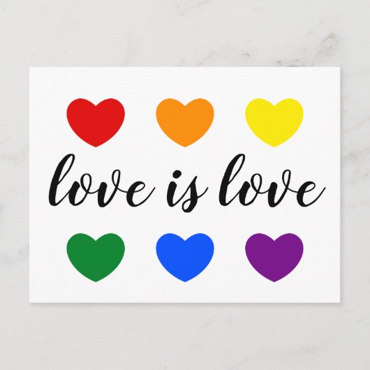 Carte Postale L'amour du texte personnalisé est l'amour LGBT Rai (Devant)