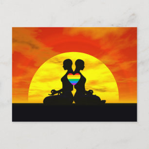 Carte Postale L'amour du yoga lesbien - rendu 3D