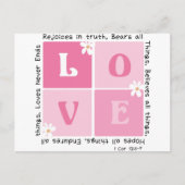 Carte Postale L'Amour Est... 1 Cor 13:6-7 (Devant)