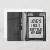 CARTE POSTALE L'AMOUR EST COMME UNE BOUTEILLE DE GIN (Devant / Derrière)