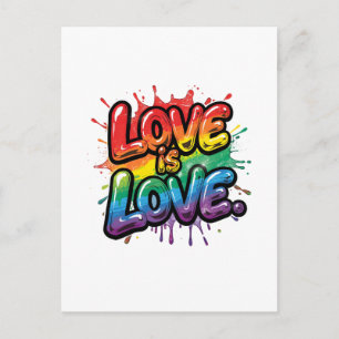 Carte Postale L'amour est l'amour - Citation arc-en-ciel de fier