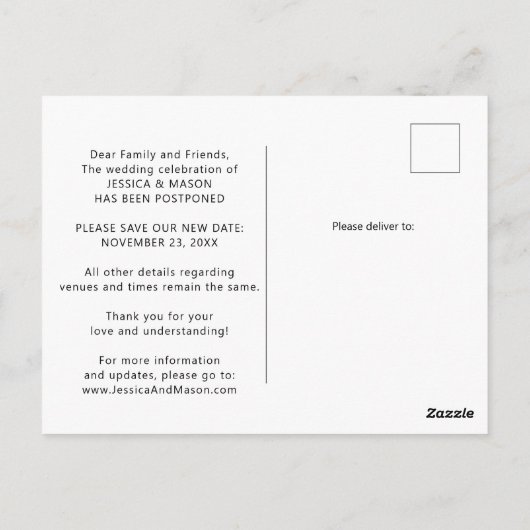 Carte Postale L'amour est le patient reporté Mariage changer car (Dos)