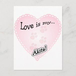 Carte Postale L'amour est mon Akita