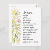 Carte Postale L'amour est Patient Bible Mariage Félicitations (Devant / Derrière)