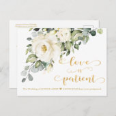 Carte Postale L'Amour Est Patient Blanc Floral Mariage Reporté (Devant / Derrière)