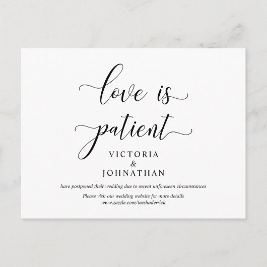 Carte Postale L'amour est patient, Cérémonie Mariage Modifier la (Devant)