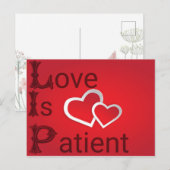 Carte Postale L'amour est patient en rouge (Devant / Derrière)