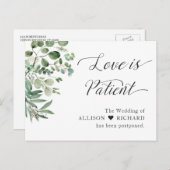Carte Postale L'amour est Patient Mariage Postponed Chic Eucalyp (Devant / Derrière)