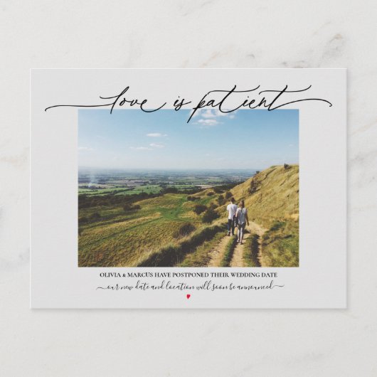 Carte Postale L'amour est Patient Mariage Postponement Grey (Devant)