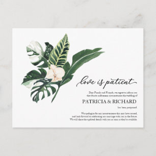 Carte Postale L'amour est patient Report de mariage tropical