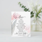 Carte Postale L'amour est Patient Tulipes Roses Bible Mariage (Debout devant)