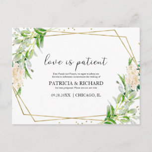 Carte Postale L'amour est patient  Verdure Nouvelle Date Mariage