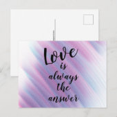 Carte Postale L'amour est toujours la réponse Citation pourpre v (Devant / Derrière)