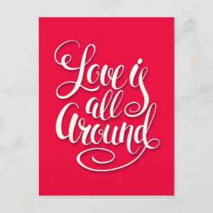 Carte Postale L'Amour Est Tout Autour Du Script Lettrant Rose