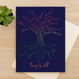 Carte Postale L'amour est tout l'arbre de vie Marine Arc-en-ciel