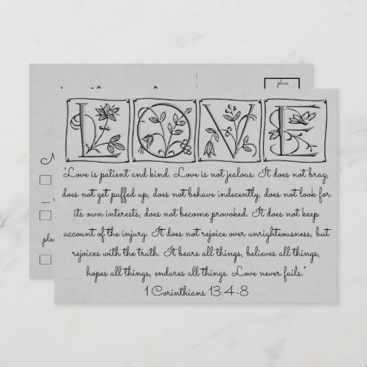 Carte Postale L'amour est un Patient-Genre-Jamais échoue~Écritur (Devant / Derrière)