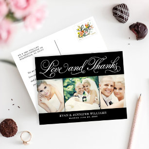 Carte Postale L'amour et merci Black Mariage Photo Merci
