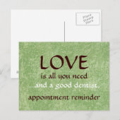 Carte Postale L'Amour Et Un Bon Dentiste (Devant / Derrière)