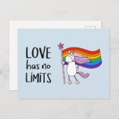 Carte Postale L'amour n'a aucune limite Unicorne (Devant / Derrière)