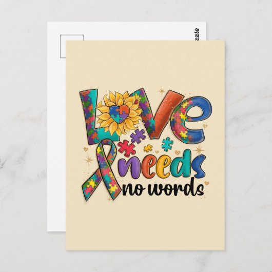 Carte Postale L'amour n'a pas besoin de mots - Sensibilisation s (Devant / Derrière)