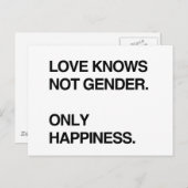CARTE POSTALE L'AMOUR NE CONNAÎT PAS LE SEXE. SEUL BONHEUR (Devant / Derrière)