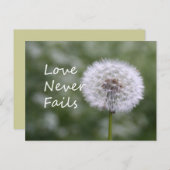 Carte Postale L'amour n'échoue jamais Dandelion1 Corinthiens 13 (Devant / Derrière)