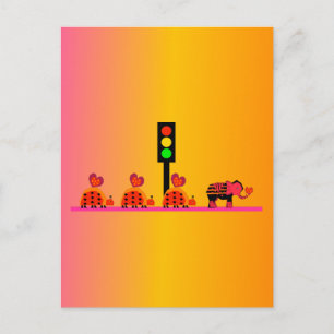 Carte Postale Lampe avec caravane cardiaque, Arrière - plan rêvé