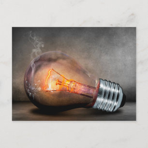 Carte Postale Lampe brillante Verre fissuré Fumée Photo