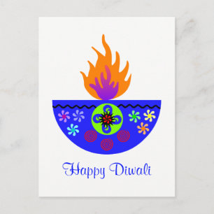 Carte Postale Lampe Colorée Diwali Diya
