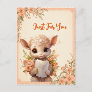 Carte Postale Lampe d'aquarelle de printemps tenant une lettre -