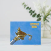 Carte Postale Lampe d'oiseau mythique dorée (Debout devant)