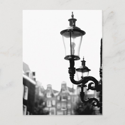 Carte Postale Lampes de rue Amsterdam noir et blanc (Devant)