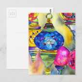 Carte Postale Lampes turques mosaïque aquarelle art (Devant / Derrière)