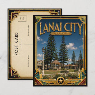 Carte Postale Lanai City Hawaii Art Déco Vintage Âge d'Or