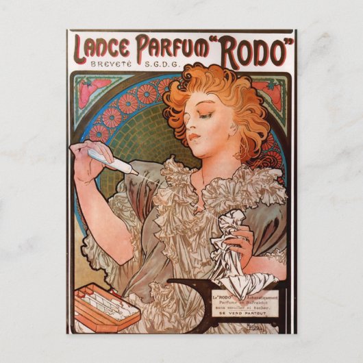 Carte Postale Lance parfum Rodo par Alphonse Mucha (Devant)