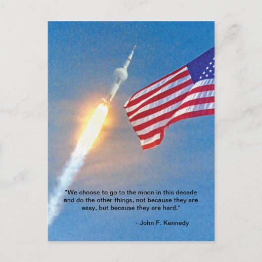 Carte Postale Lancement d'Apollo 11 avec le drapeau américain (Devant)