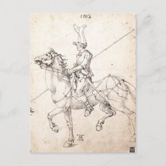 Carte Postale Lancer à cheval par Albrecht Durer (Devant)